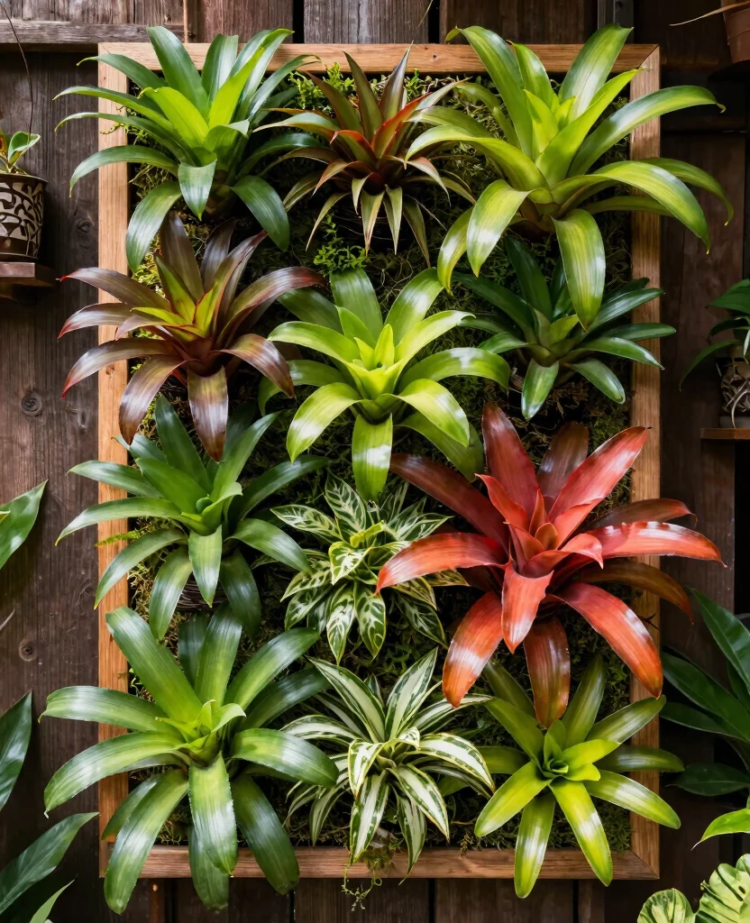 19 Stunning Bromeliad Landscaping Ideas That Will Transform Your Garden into a Tropical Paradise! 24 19 Stunning Bromeliad Landscaping Ideas That Will Transform Your Garden into a Tropical Paradise! - 3. Bromeliads in Vertical Gardens