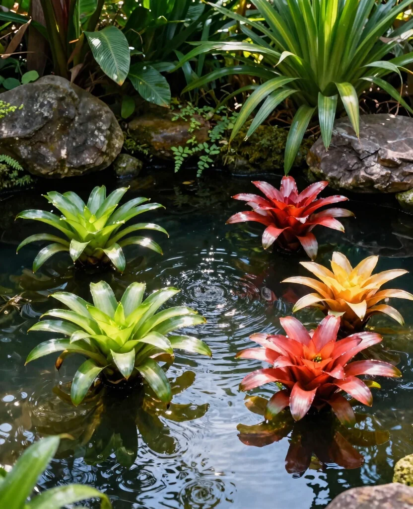 19 Stunning Bromeliad Landscaping Ideas That Will Transform Your Garden into a Tropical Paradise! 57 19 Stunning Bromeliad Landscaping Ideas That Will Transform Your Garden into a Tropical Paradise! - 6. Bromeliads in Water Features