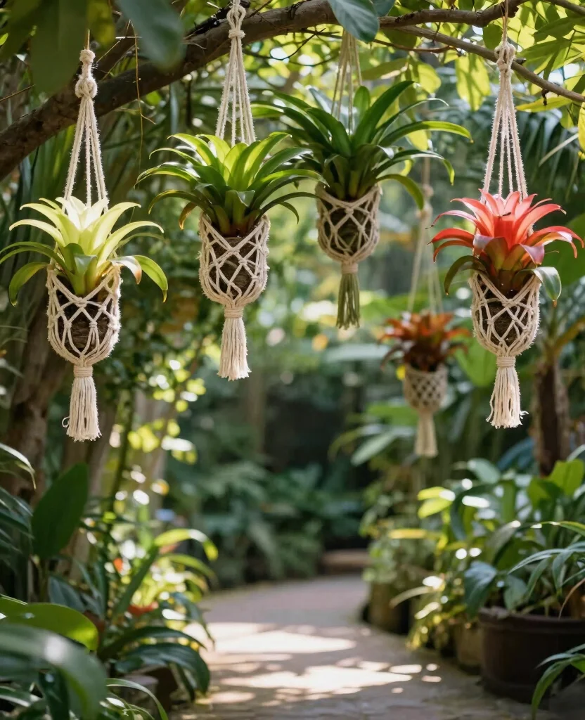 19 Stunning Bromeliad Landscaping Ideas That Will Transform Your Garden into a Tropical Paradise! 79 19 Stunning Bromeliad Landscaping Ideas That Will Transform Your Garden into a Tropical Paradise! - 8. Hanging Bromeliads