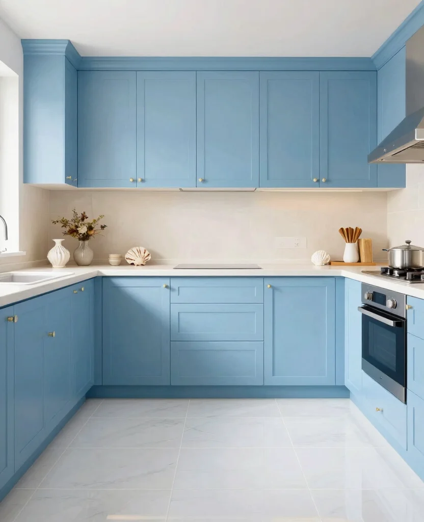 19 Stunning Cabinet Colors That Make White Tile Floors Shine Bright! - 13. Ocean Blue