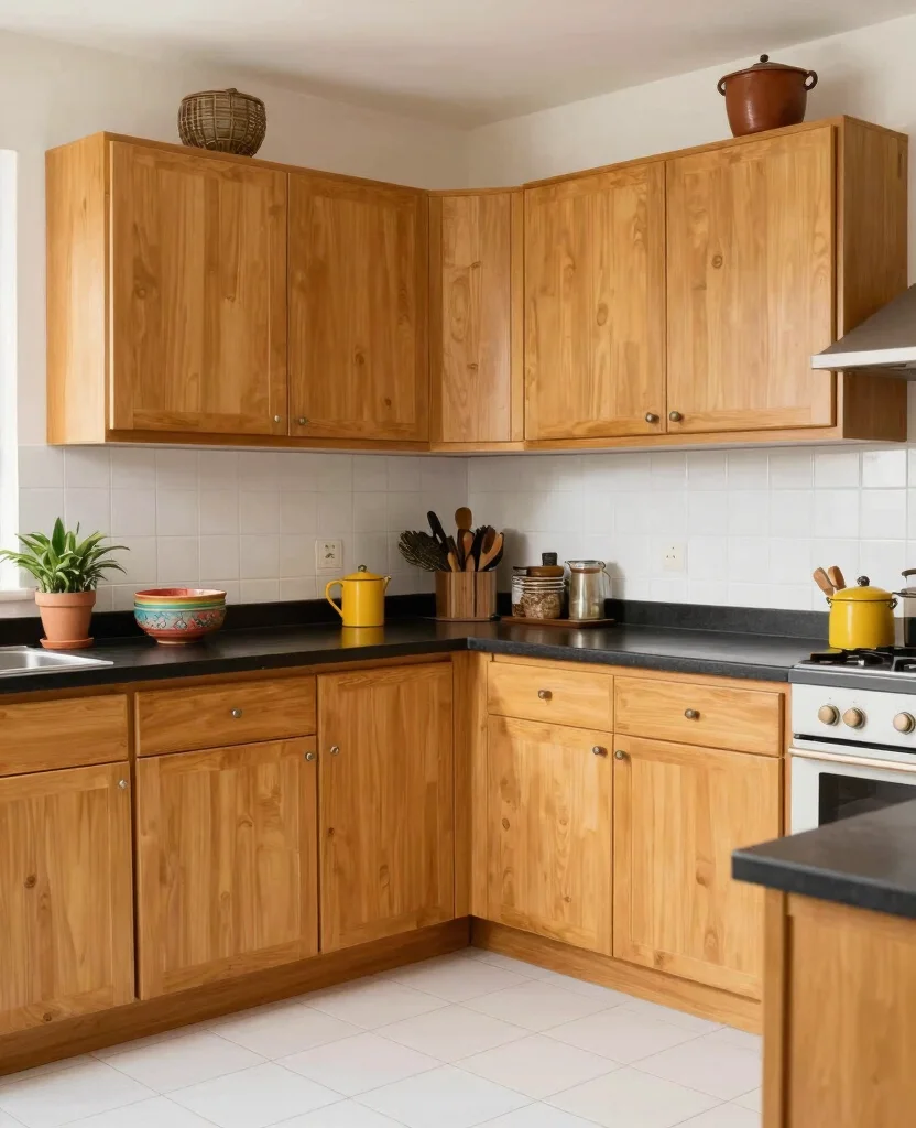 19 Stunning Cabinet Colors That Make White Tile Floors Shine Bright! - 16. Warm Wheat