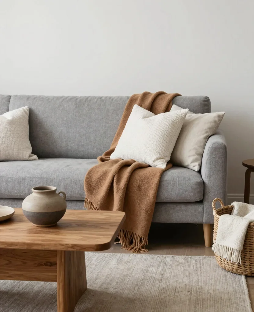 19 Stunning Gray and White Living Room Ideas That Redefine Minimalism (You’ll Love #12!) - 10. Warmth Through Accessories 1