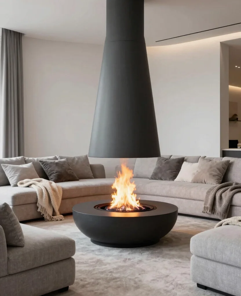 19 Stunning Gray and White Living Room Ideas That Redefine Minimalism (You’ll Love #12!) - 15. Cozy Fire Pit 1