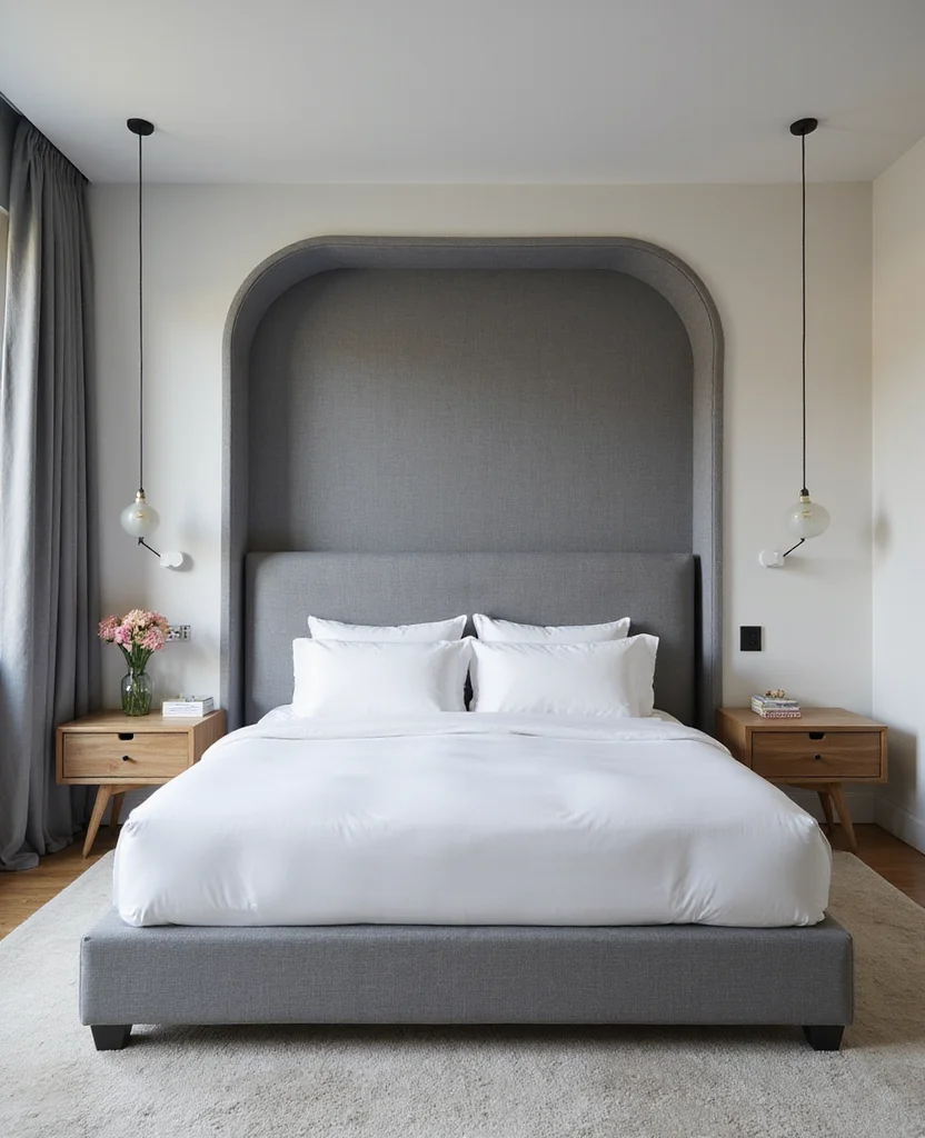 19 Stunning Grey Headboard Bedroom Ideas to Elevate Your Style (Wait Until You See #12!) - 14. Grey Headboard as a Room Divider