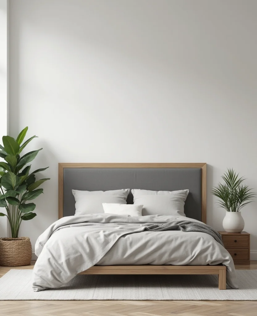 19 Stunning Grey Headboard Bedroom Ideas to Elevate Your Style (Wait Until You See #12!) - 2. Minimalist Wooden Grey Headboard