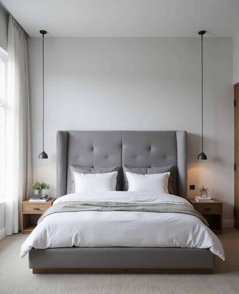 19 Stunning Grey Headboard Bedroom Ideas to Elevate Your Style (Wait Until You See #12!) - 8. Grey Headboard with a Floating Design