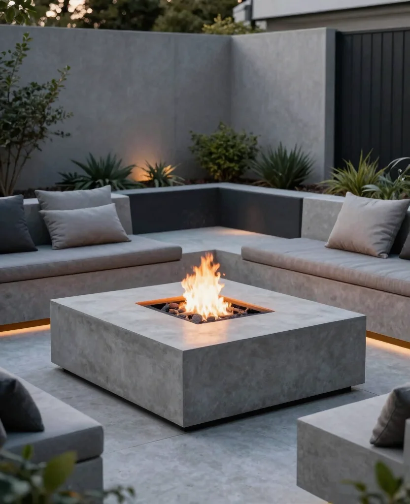 19 Stunning In-Ground Fire Pit Ideas for Your Backyard Oasis (You Won't Believe #7!) - 1. Modern Minimalist Marvel 1