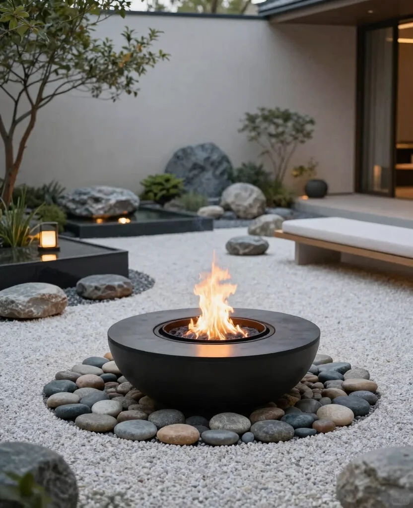 19 Stunning In-Ground Fire Pit Ideas for Your Backyard Oasis (You Won't Believe #7!) - 12. Zen Garden Fire Pit 1