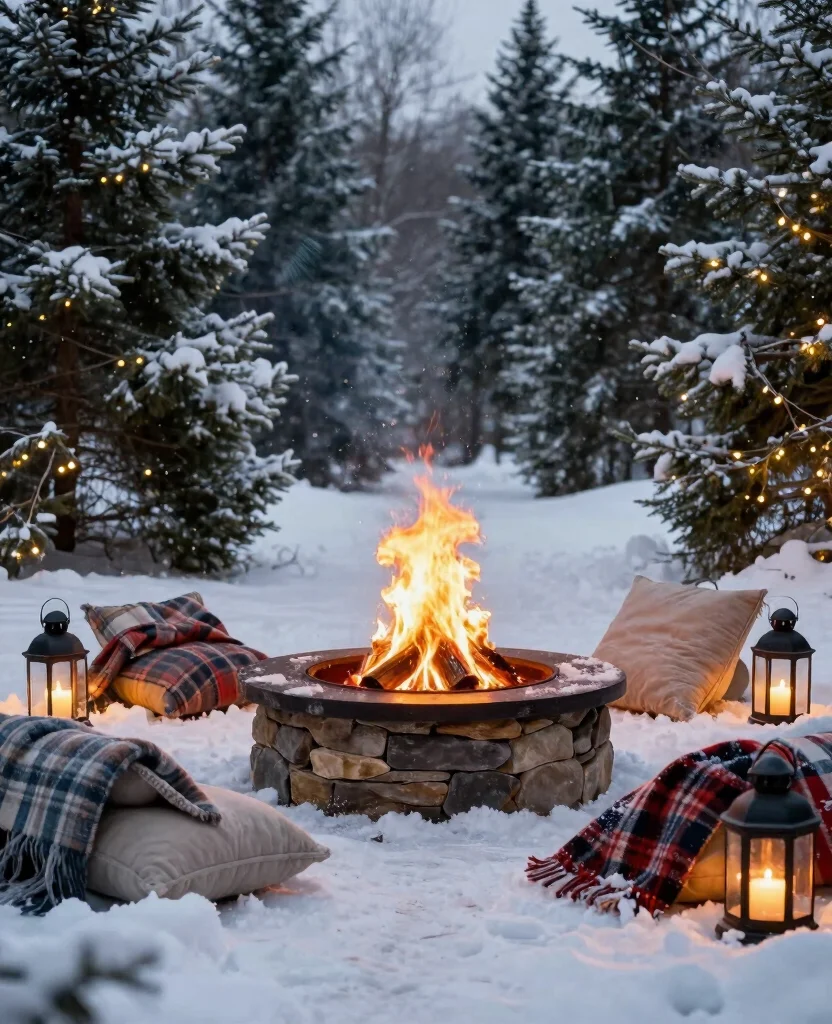 19 Stunning In-Ground Fire Pit Ideas for Your Backyard Oasis (You Won't Believe #7!) - 16. Cozy Winter Wonderland 1