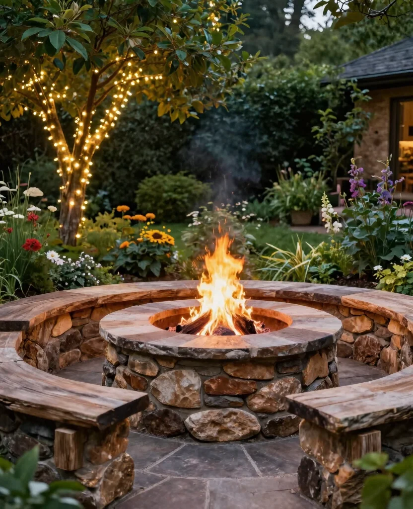 19 Stunning In-Ground Fire Pit Ideas for Your Backyard Oasis (You Won't Believe #7!) - 2. Rustic Stone Retreat 1