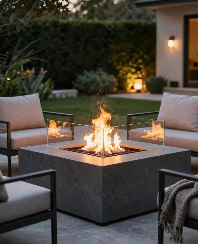 19 Stunning In-Ground Fire Pit Ideas for Your Backyard Oasis (You Won't Believe #7!) - 7. Elegant Glass Surround 1