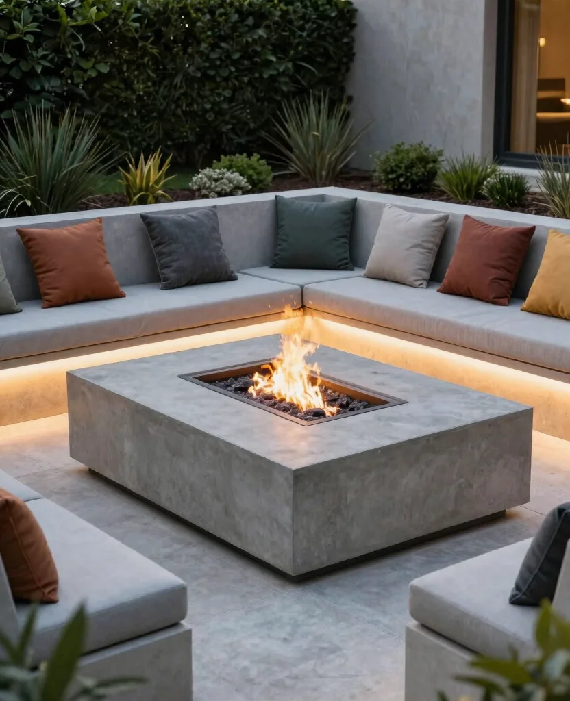 19 Stunning In-Ground Fire Pit Ideas for Your Backyard Oasis (You Won't Believe #7!) - 9. Contemporary Rectangle 1
