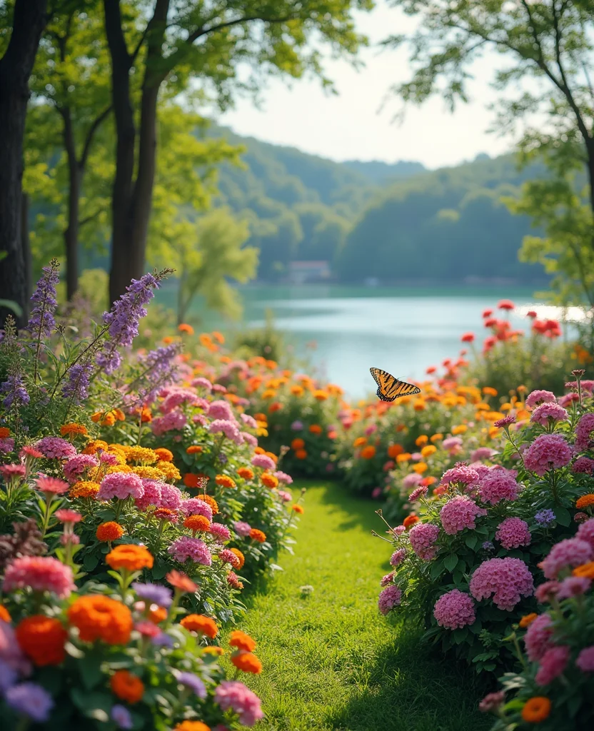 19 Stunning Lake House Backyard Ideas That Will Make You Want to Move In! 57 19 Stunning Lake House Backyard Ideas That Will Make You Want to Move In! - 6. Colorful Flower Gardens