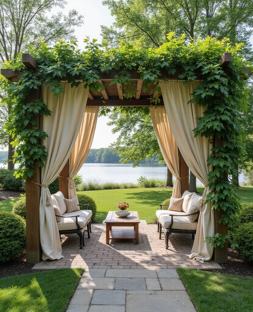 19 Stunning Lake House Backyard Ideas That Will Make You Want to Move In! 79 19 Stunning Lake House Backyard Ideas That Will Make You Want to Move In! - 8. Shade with Style