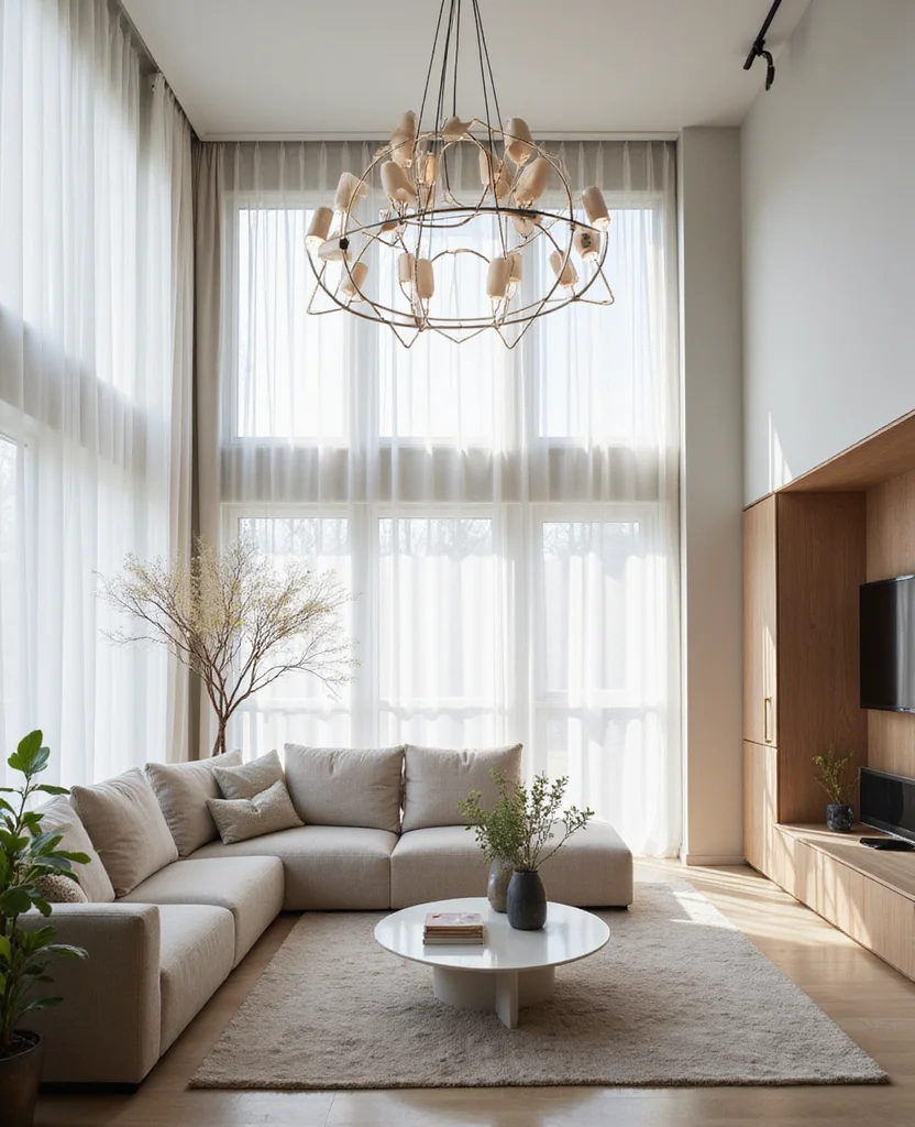 19 Stunning Living Room Chandelier Ideas That Will Leave You Speechless! - 1. Modern Minimalist Marvel