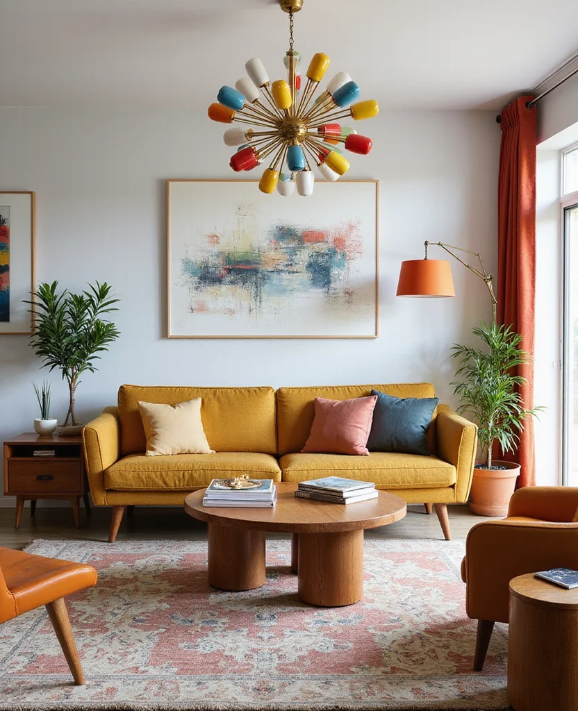 19 Stunning Living Room Chandelier Ideas That Will Leave You Speechless! - 12. Mid-Century Modern