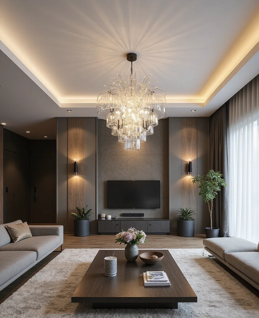 19 Stunning Living Room Chandelier Ideas That Will Leave You Speechless! - 14. Contemporary Elegance