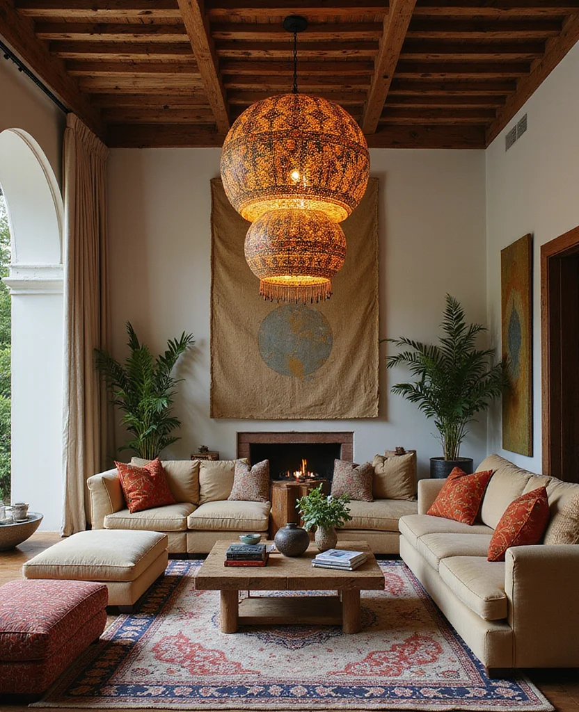 19 Stunning Living Room Chandelier Ideas That Will Leave You Speechless! - 18. Global Inspiration