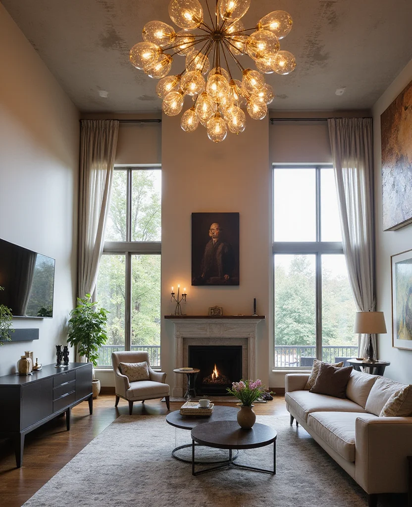 19 Stunning Living Room Chandelier Ideas That Will Leave You Speechless! - 19. Ceiling Art