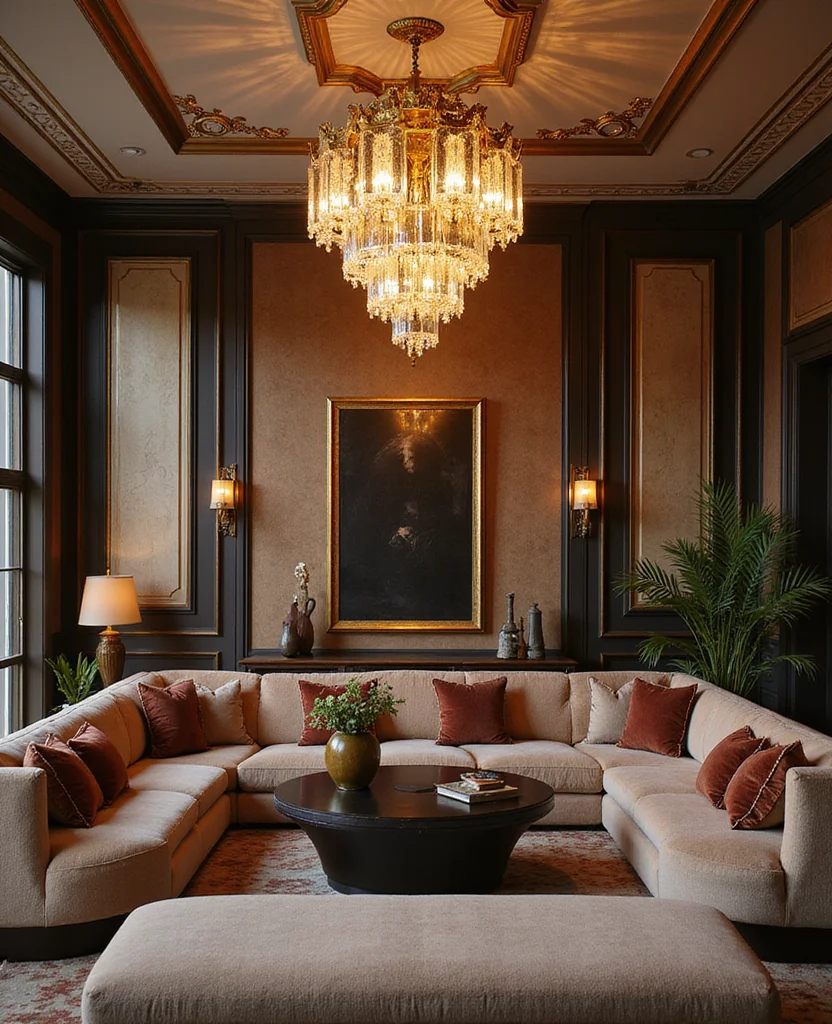 19 Stunning Living Room Chandelier Ideas That Will Leave You Speechless! - 6. Art Deco Splendor