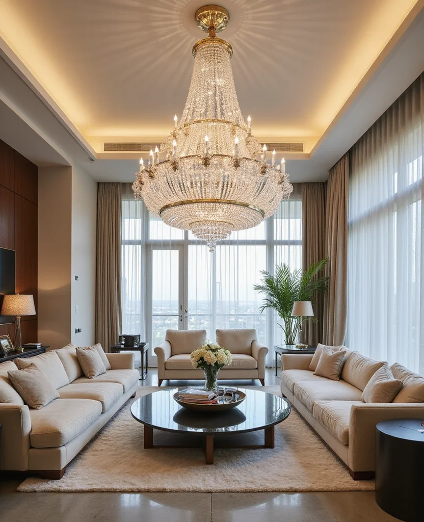 19 Stunning Living Room Chandelier Ideas That Will Leave You Speechless! - 7. Crystal Cascade