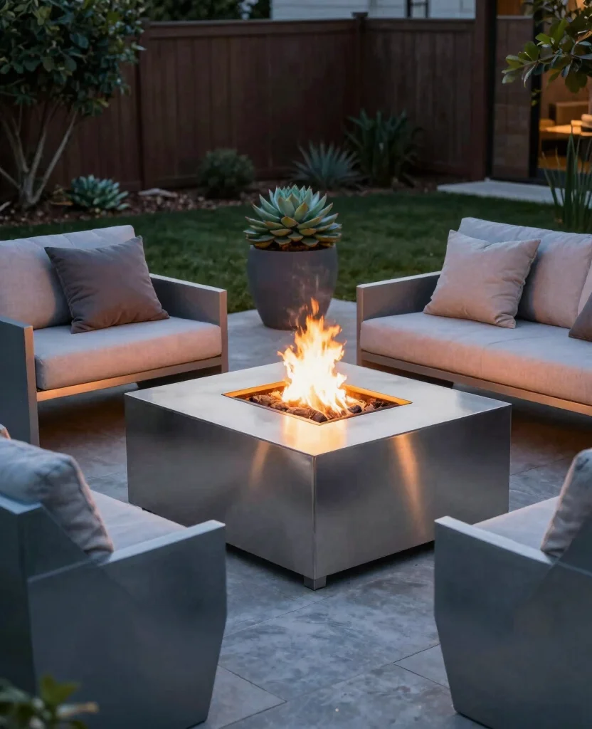 19 Stunning Metal Fire Pit Ideas that Will Transform Your Backyard into a Cozy Oasis! - 1. Sleek Stainless Steel Fire Pit 1