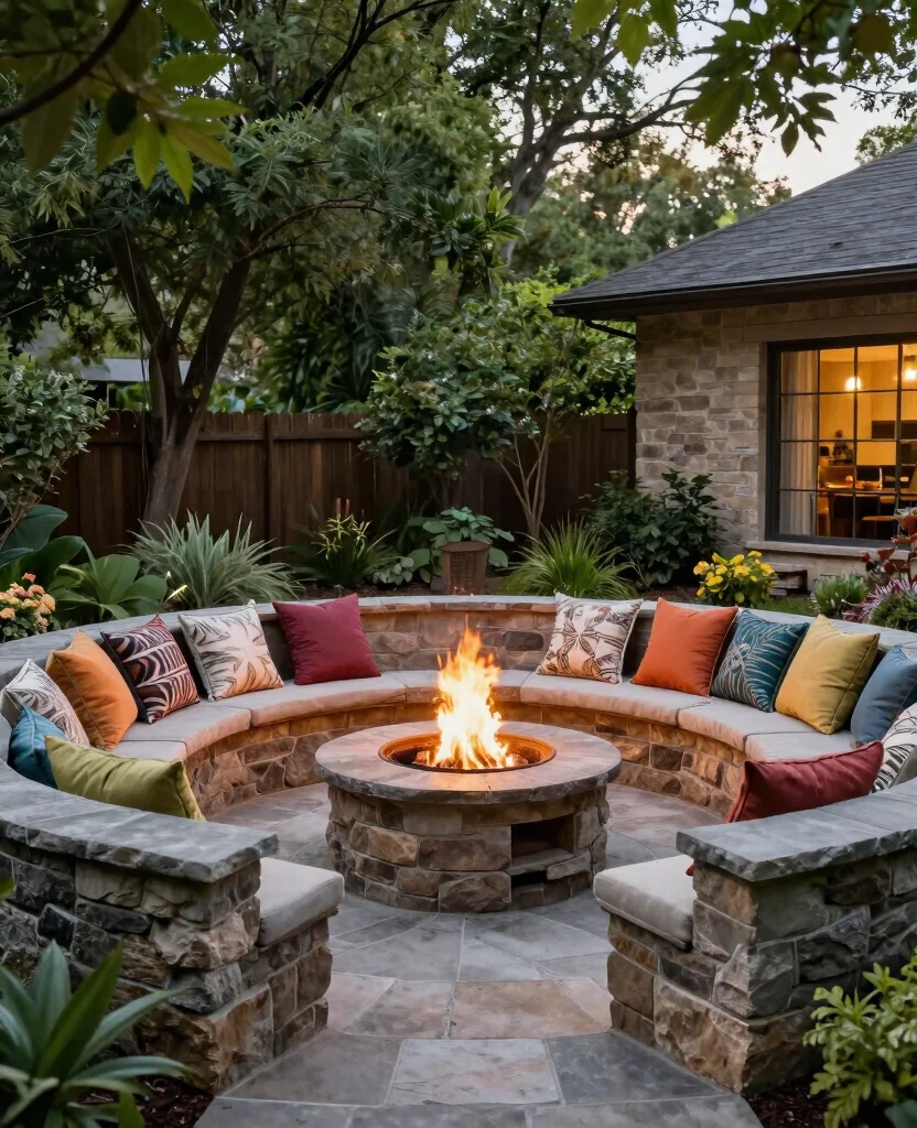 19 Stunning Metal Fire Pit Ideas that Will Transform Your Backyard into a Cozy Oasis! - 11. Fire Pit with Built-In Seating 1