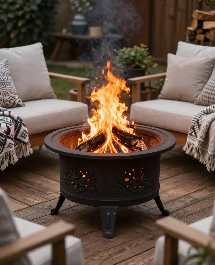 19 Stunning Metal Fire Pit Ideas that Will Transform Your Backyard into a Cozy Oasis! - 4. Classic Cast Iron Fire Pit 1