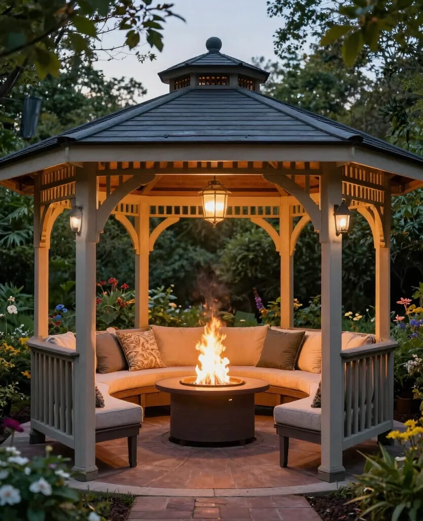 19 Stunning Natural Fire Pit Designs That Will Transform Your Outdoor Space! 50 19 Stunning Natural Fire Pit Designs That Will Transform Your Outdoor Space! - 15. Fire Pit in a Gazebo 1