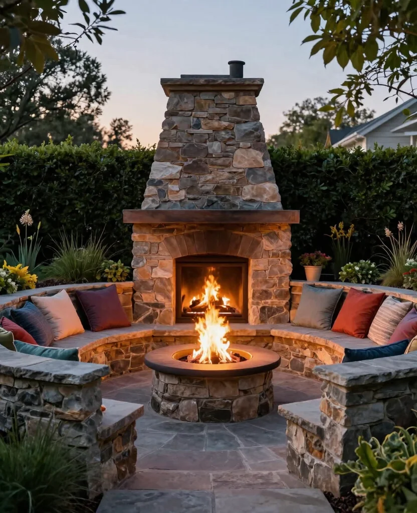 19 Stunning Natural Fire Pit Designs That Will Transform Your Outdoor Space! 16 19 Stunning Natural Fire Pit Designs That Will Transform Your Outdoor Space! - 5. Fire Pit with Seating Wall 1