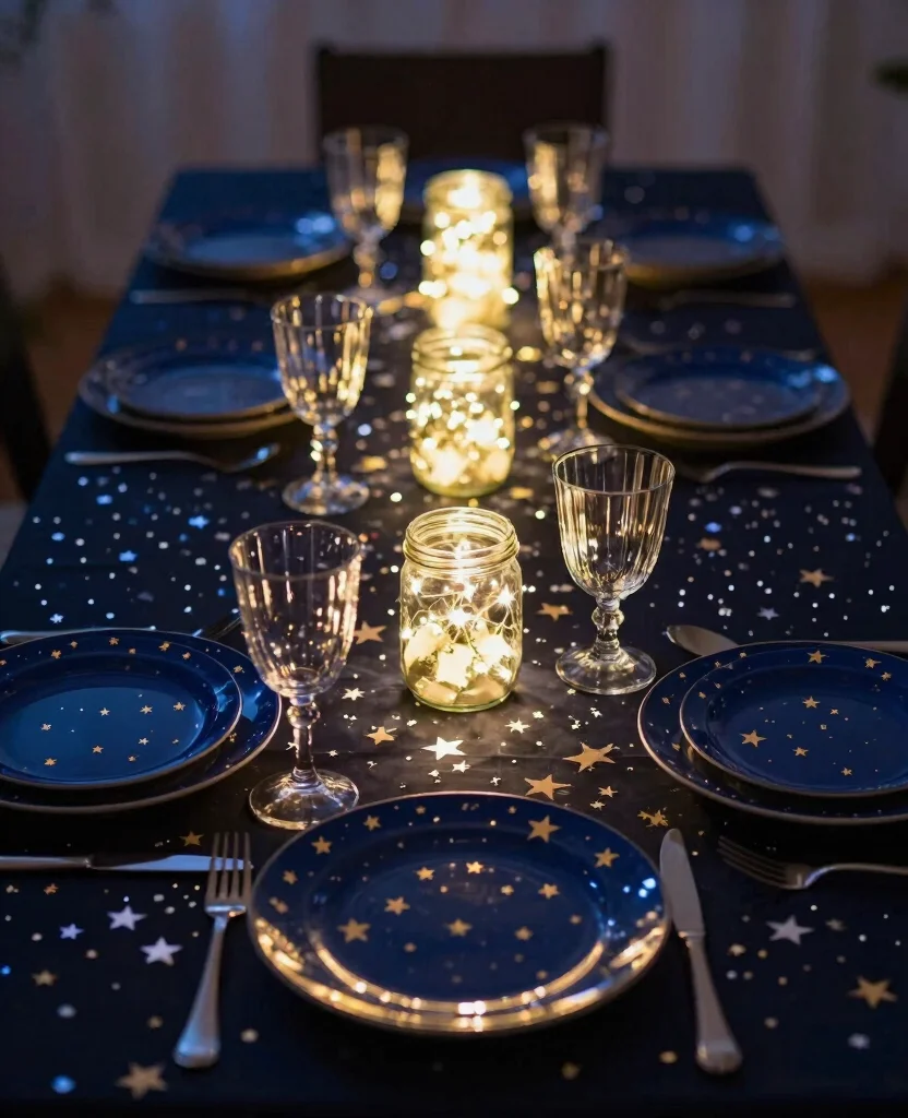 19 Stunning New Year's Eve Table Decorations That'll Wow Your Guests! - 10. Under the Stars Theme 1