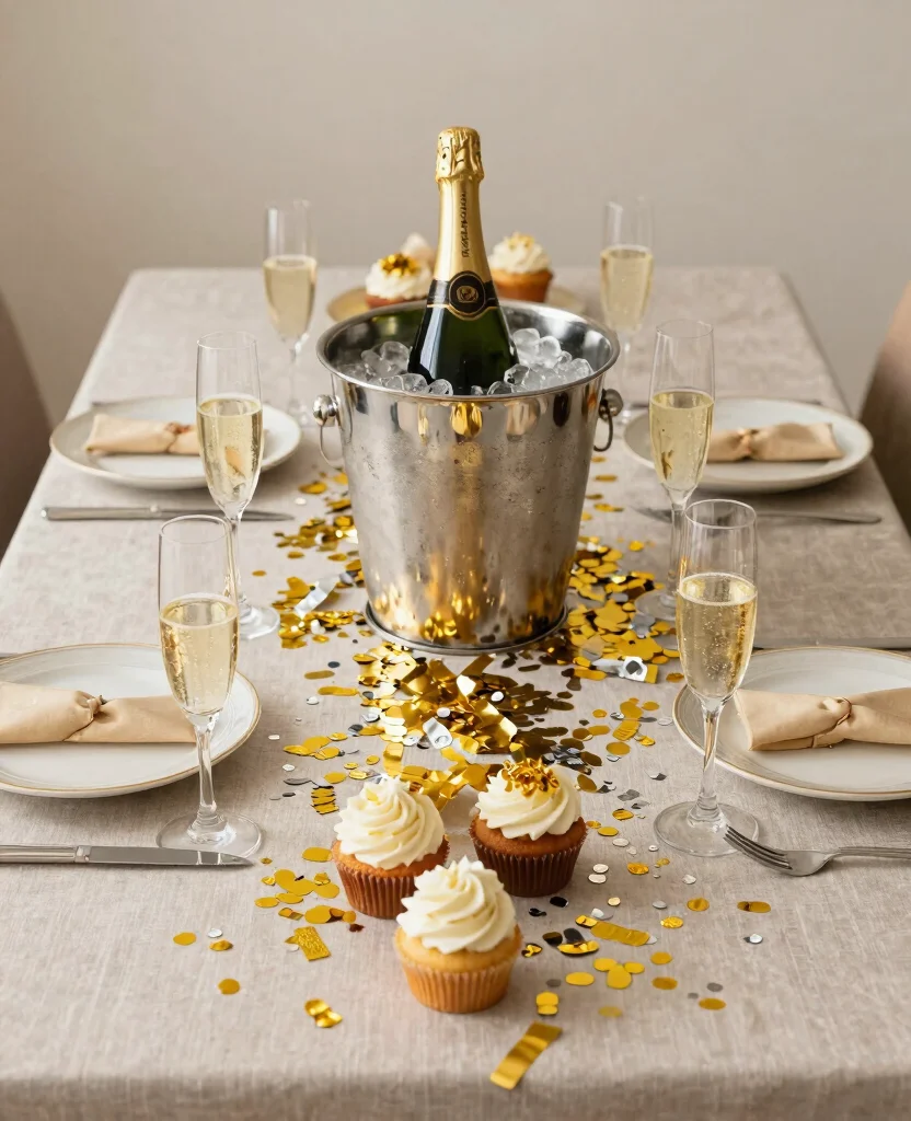 19 Stunning New Year's Eve Table Decorations That'll Wow Your Guests! - 8. Sparkling Champagne Galore 1