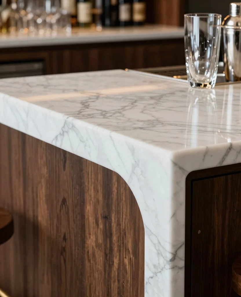 19 stunning Ogee Edge Countertops for Home Bars That Instantly Elevate Your Space! 2 19 Stunning Ogee Edge Countertops for Home Bars That Will Transform Your Home Bar (You Won't Believe #7!) - 1. Sleek White Marble Ogee Edge 1