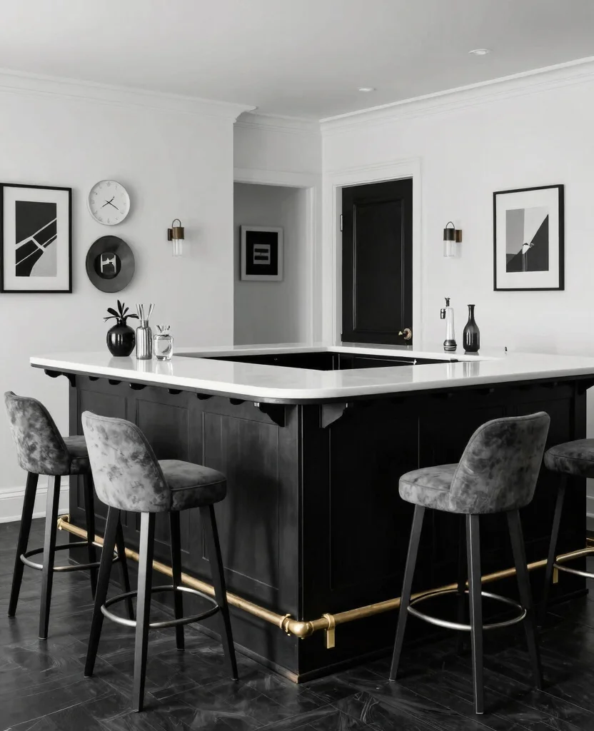 19 stunning Ogee Edge Countertops for Home Bars That Instantly Elevate Your Space! 125 19 Stunning Ogee Edge Countertops That Will Transform Your Home Bar (You Won't Believe #7!) - 12. Timeless Black and White Ogee Edge 1