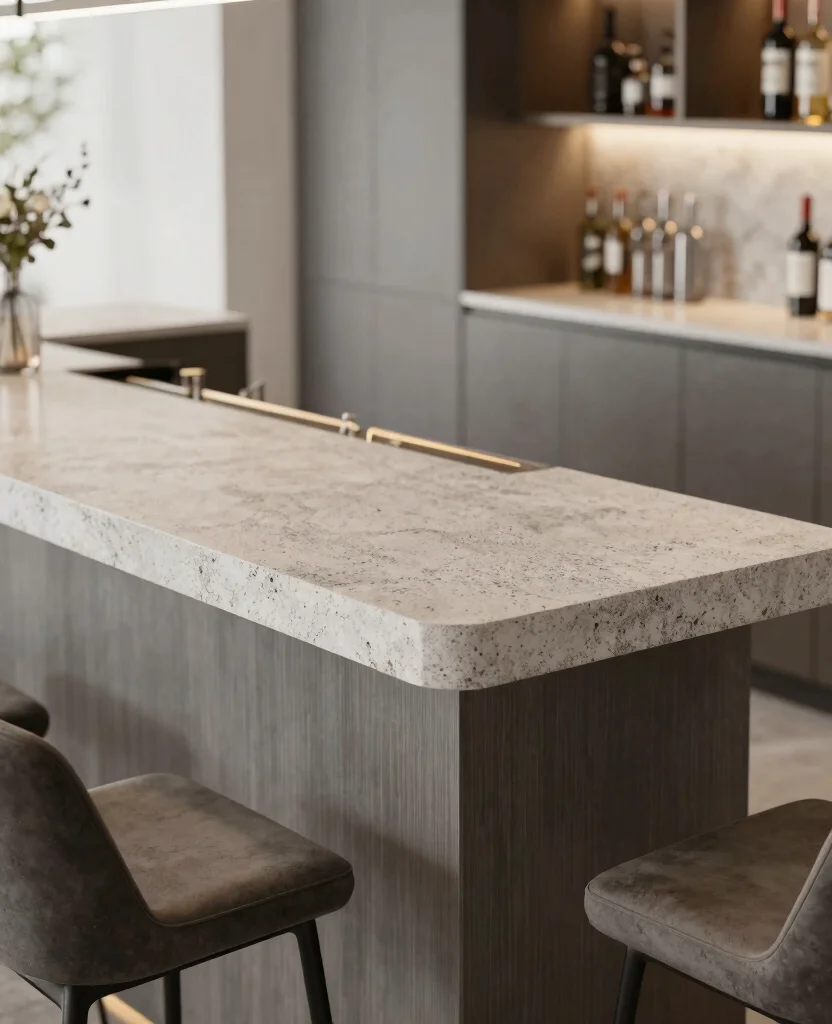 19 stunning Ogee Edge Countertops for Home Bars That Instantly Elevate Your Space! 147 19 Stunning Ogee Edge Countertops That Will Transform Your Home Bar (You Won't Believe #7!) - 14. Textured Surface Ogee Edge 1