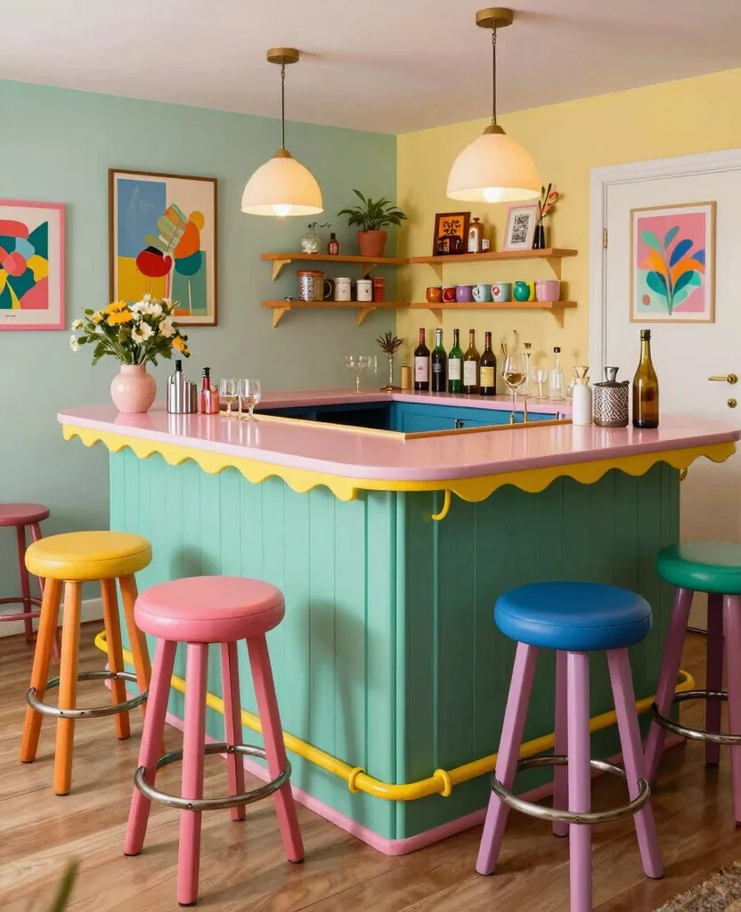19 stunning Ogee Edge Countertops for Home Bars That Instantly Elevate Your Space! 192 19 Stunning Ogee Edge Countertops That Will Transform Your Home Bar (You Won't Believe #7!) - 18. Playful Colored Ogee Edge 1