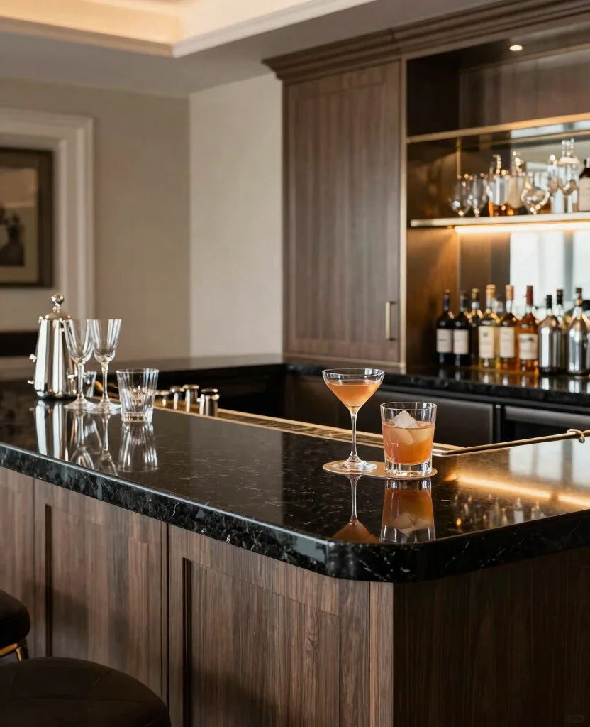 19 stunning Ogee Edge Countertops for Home Bars That Instantly Elevate Your Space! 24 19 Stunning Ogee Edge Countertops That Will Transform Your Home Bar (You Won't Believe #7!) - 3. Bold Black Granite Ogee Edge 1