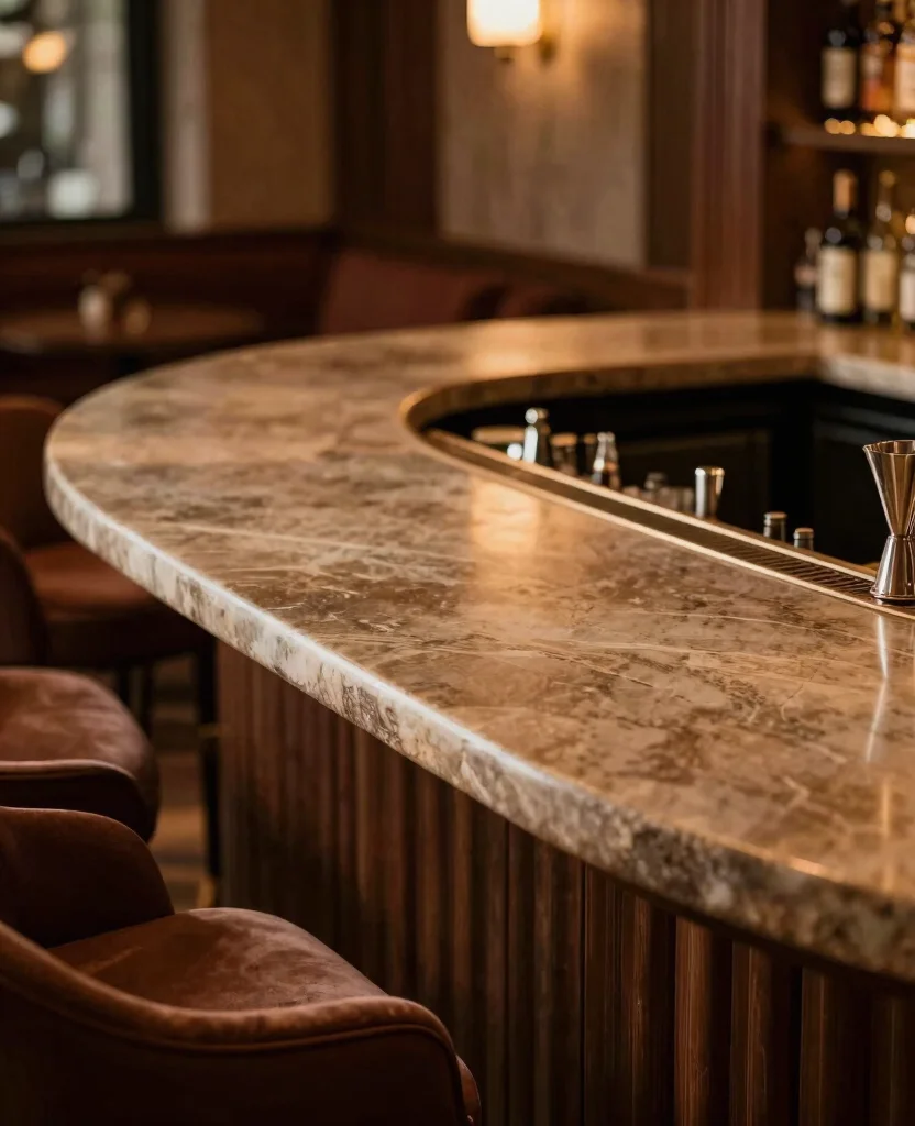19 stunning Ogee Edge Countertops for Home Bars That Instantly Elevate Your Space! 92 19 Stunning Ogee Edge Countertops That Will Transform Your Home Bar (You Won't Believe #7!) - 9. Luxurious Leathered Stone Ogee Edge 1