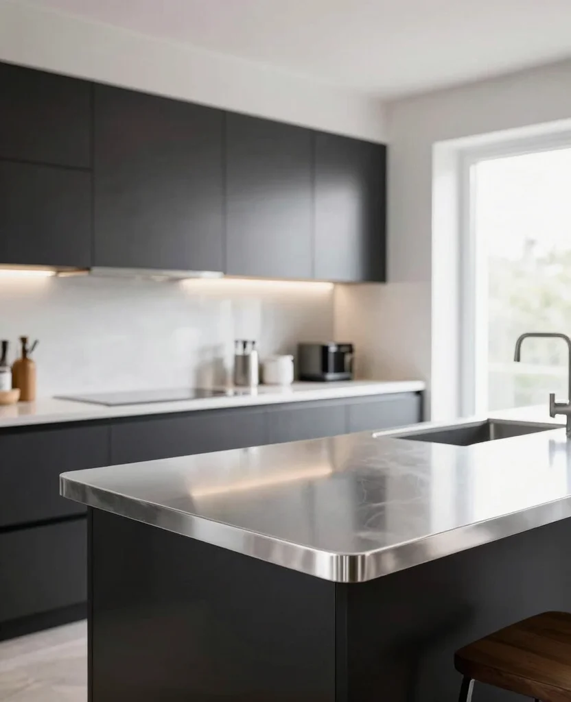 19 Stunning Ogee Edge Countertops That Will Transform Your Kitchen (You Won't Believe #7!) 136 19 Stunning Ogee Edge Countertops That Will Transform Your Kitchen (You Won't Believe #7!) - 13. Sleek Silver Ogee Edge Countertop