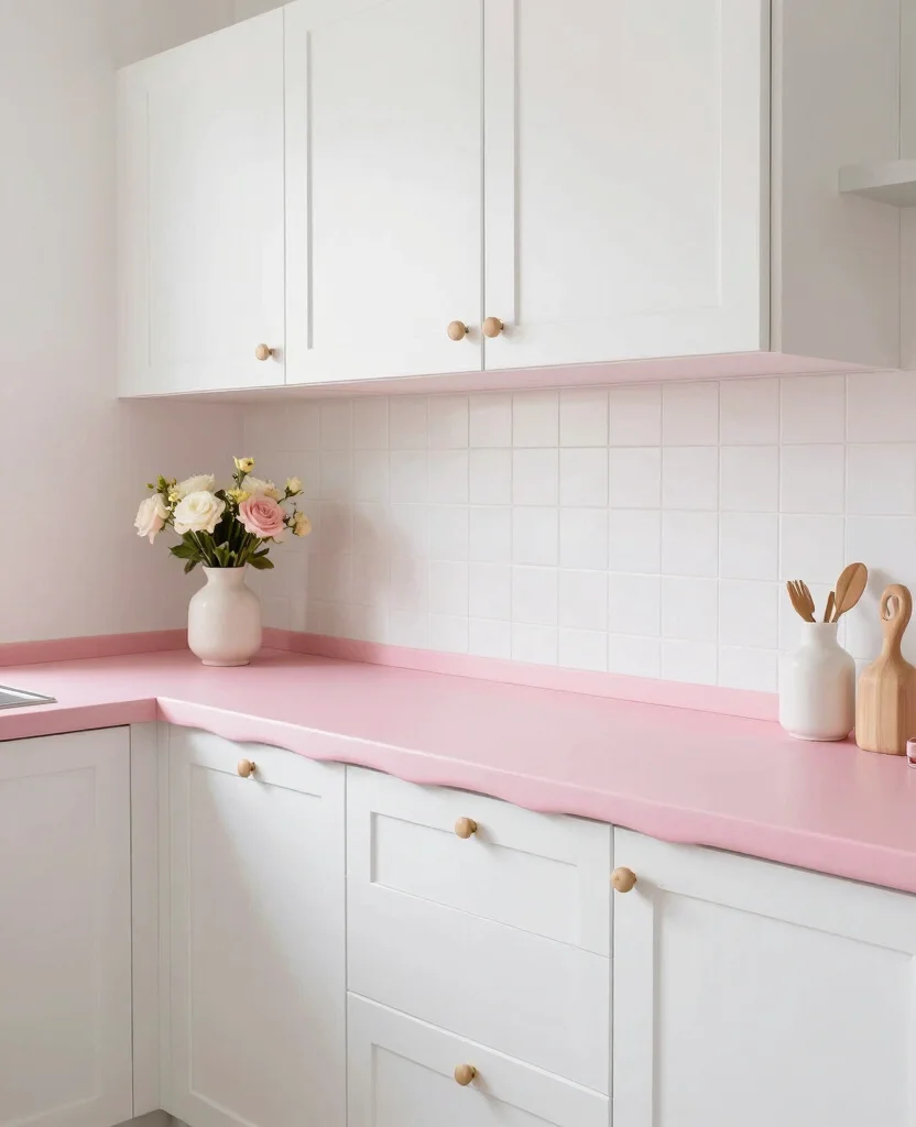 19 Stunning Ogee Edge Countertops That Will Transform Your Kitchen (You Won't Believe #7!) 147 19 Stunning Ogee Edge Countertops That Will Transform Your Kitchen (You Won't Believe #7!) - 14. Playful Pink Ogee Edge Countertop
