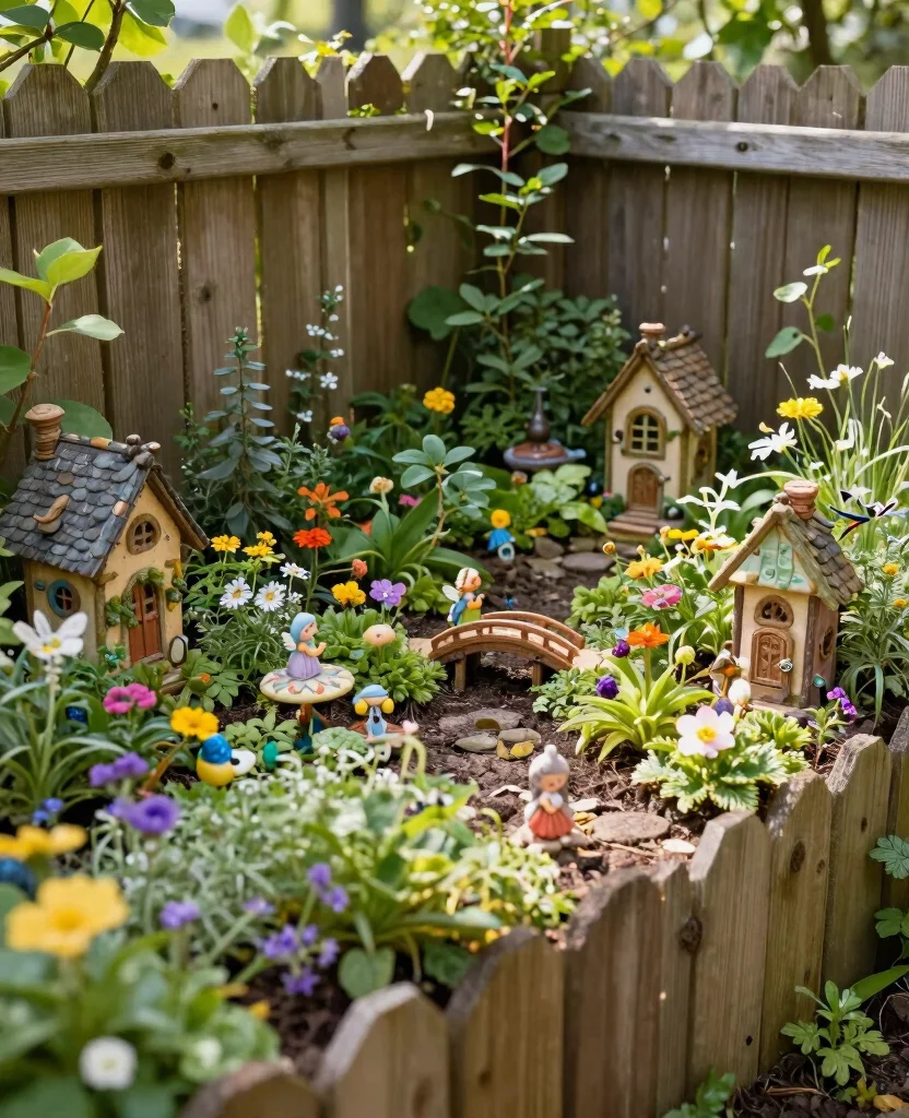 19 Stunning Raised Flower Bed Ideas Along Your Fence That Will Transform Your Garden! 103 19 Stunning Raised Flower Bed Ideas Along Your Fence That Will Transform Your Garden! - 10. Whimsical Fairy Garden Beds 1