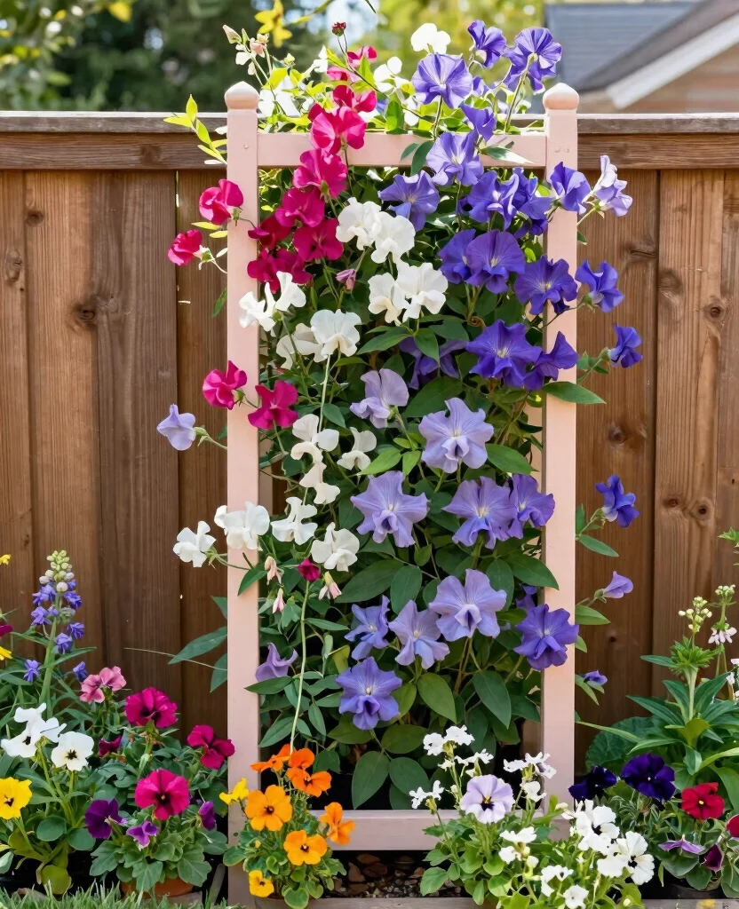 19 Stunning Raised Flower Bed Ideas Along Your Fence That Will Transform Your Garden! 114 19 Stunning Raised Flower Bed Ideas Along Your Fence That Will Transform Your Garden! - 11. Vertical Frame Flower Gardens 1