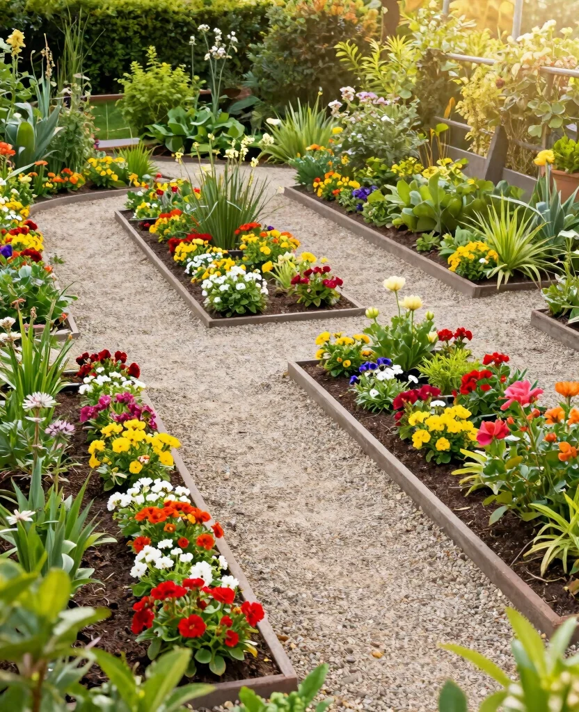 19 Stunning Raised Flower Bed Ideas Along Your Fence That Will Transform Your Garden! 147 19 Stunning Raised Flower Bed Ideas Along Your Fence That Will Transform Your Garden! - 14. Raised Beds with Pathways 1