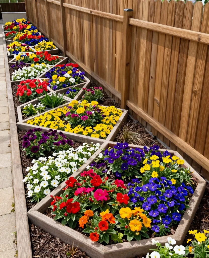 19 Stunning Raised Flower Bed Ideas Along Your Fence That Will Transform Your Garden! 169 19 Stunning Raised Flower Bed Ideas Along Your Fence That Will Transform Your Garden! - 16. Geometric Raised Beds 1