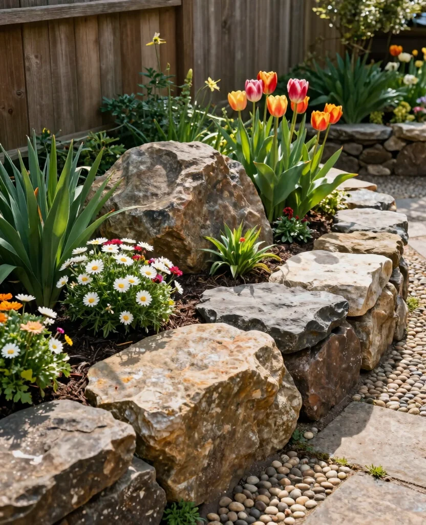 19 Stunning Raised Flower Bed Ideas Along Your Fence That Will Transform Your Garden! 24 19 Stunning Raised Flower Bed Ideas Along Your Fence That Will Transform Your Garden! - 3. Stone-Crafted Flower Beds 1