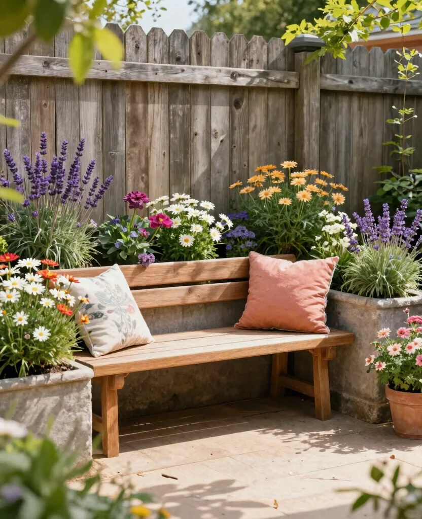 19 Stunning Raised Flower Bed Ideas Along Your Fence That Will Transform Your Garden! 68 19 Stunning Raised Flower Bed Ideas Along Your Fence That Will Transform Your Garden! - 7. Built-In Seating Flower Beds 1