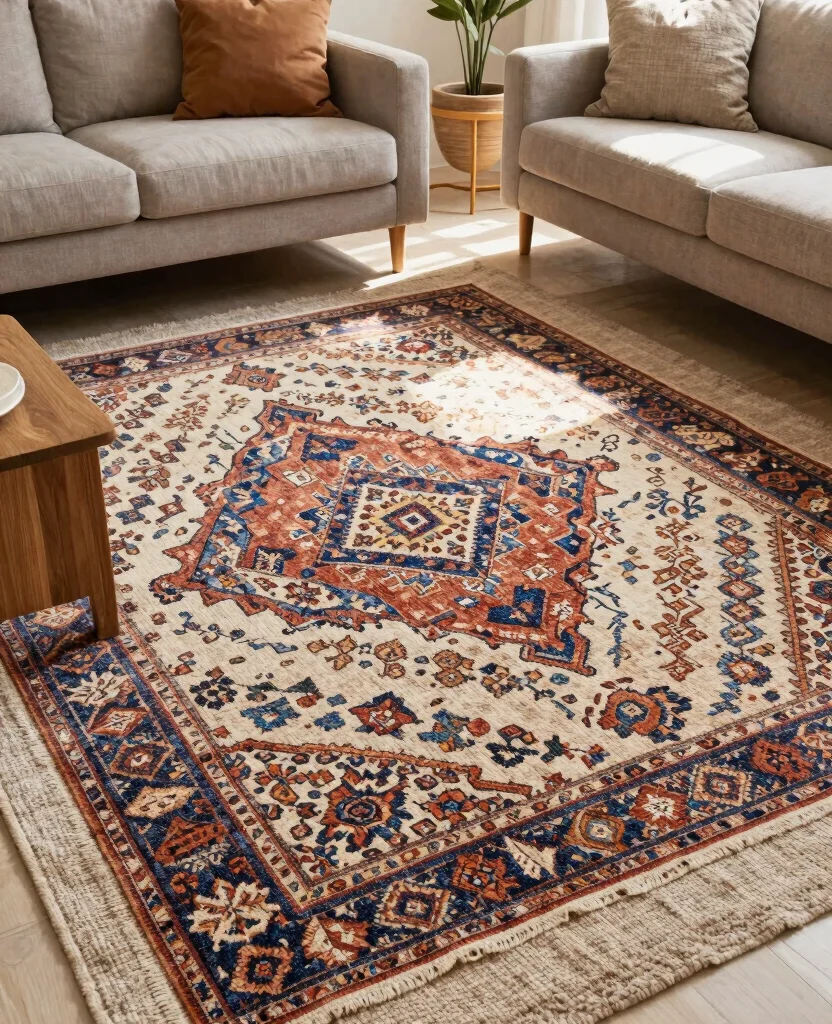 19 Stunning Sicilian Living Room Decor Ideas That Will Transform Your Space! 159 19 Stunning Sicilian Living Room Decor Ideas That Will Transform Your Space! - 15. Layered Rugs 1