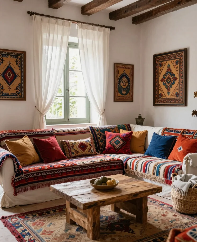 19 Stunning Sicilian Living Room Decor Ideas That Will Transform Your Space! 13 19 Stunning Sicilian Living Room Decor Ideas That Will Transform Your Space! - 2. Mediterranean Textiles 1