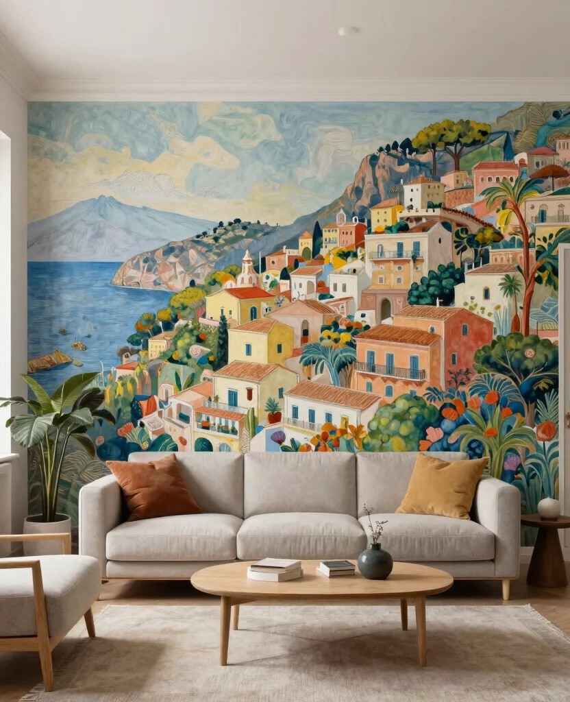 19 Stunning Sicilian Living Room Decor Ideas That Will Transform Your Space! 68 19 Stunning Sicilian Living Room Decor Ideas That Will Transform Your Space! - 7. Artistic Murals 1