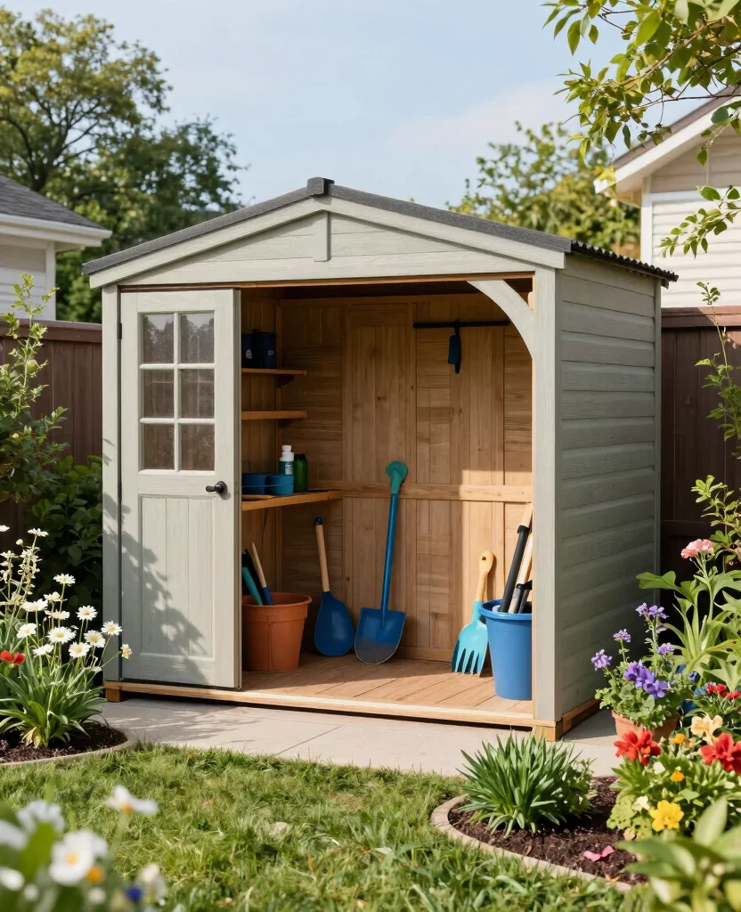 19 Stunning Side Yard Landscaping Ideas That'll Transform Your Home's Curb Appeal! - 13. Integrated Garden Tools Storage